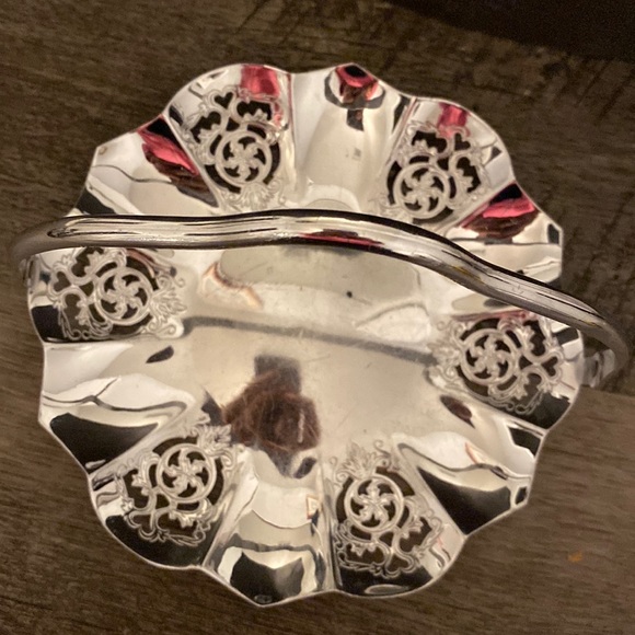 Vtg Farber Brothers New York Krome Kraft Reticulated Oval Basket - Picture 2 of 7